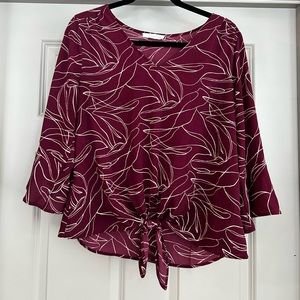 Floral dark red blouse